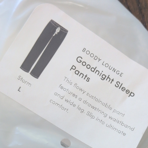 BOODY I NWT Storm Blue-Grey Drawstring Goodnight Sleep Lounge Pajama Pants, L - Picture 14 of 16